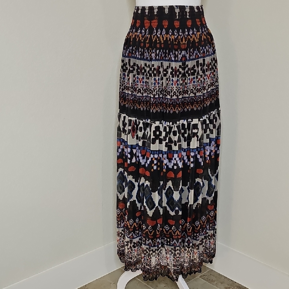 Lapis Boho Mulicolor Patterned Maxi Skirt Size M